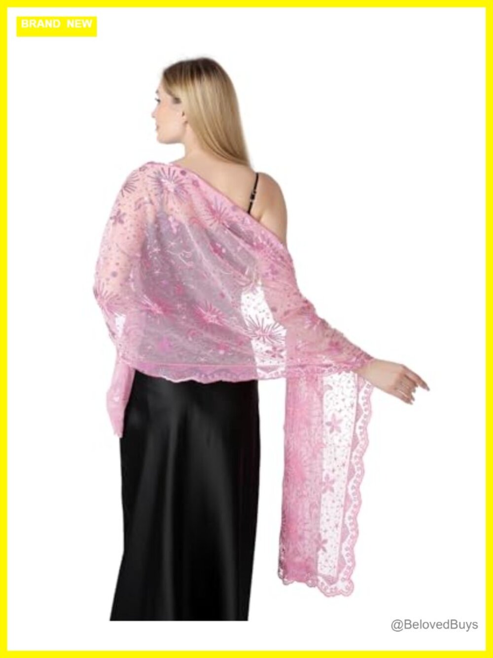 1920s Sequin Shawl Scarf Fringed Evening Wrap Wedding Cape